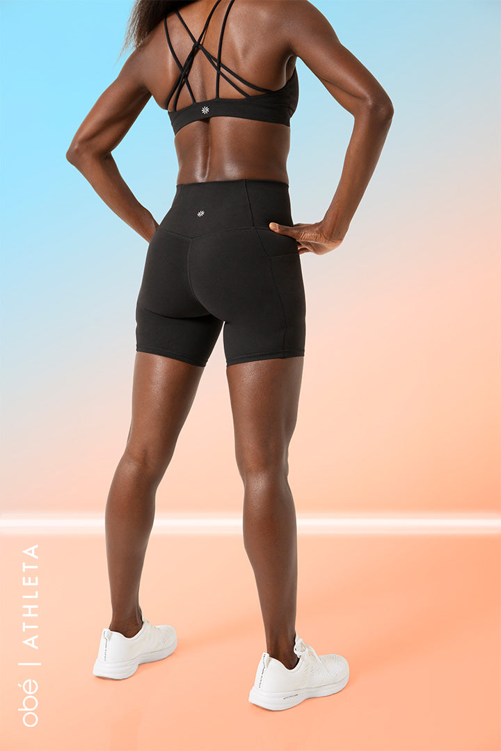 obé x Athleta Salutation Stash 7" Short, Black
