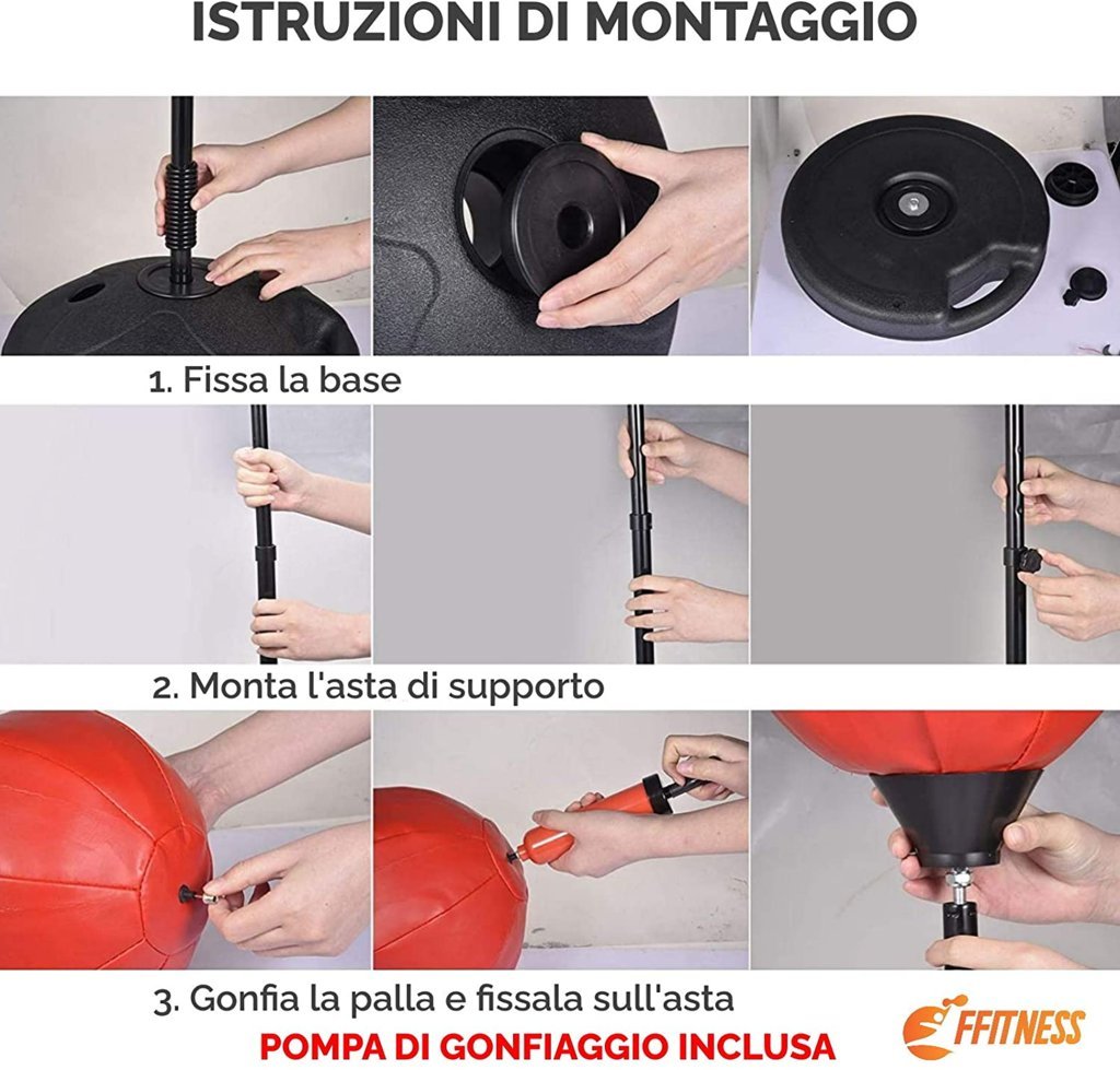 Punching Ball - Sacco boxe con guantoni blu per bambini