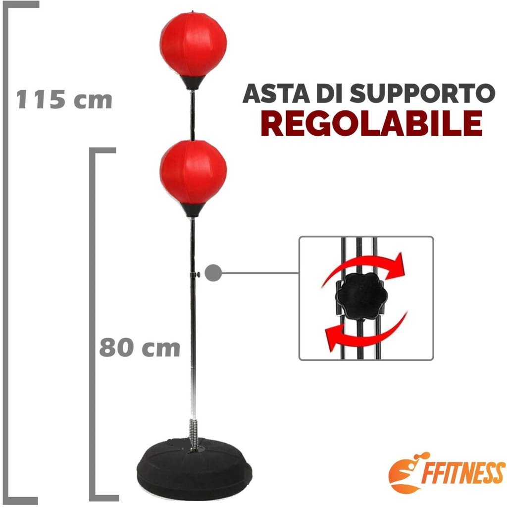Punching Ball - Sacco boxe con guantoni rossi per adulti