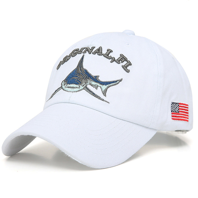 New Washed Embroidered Shark Baseball Cap