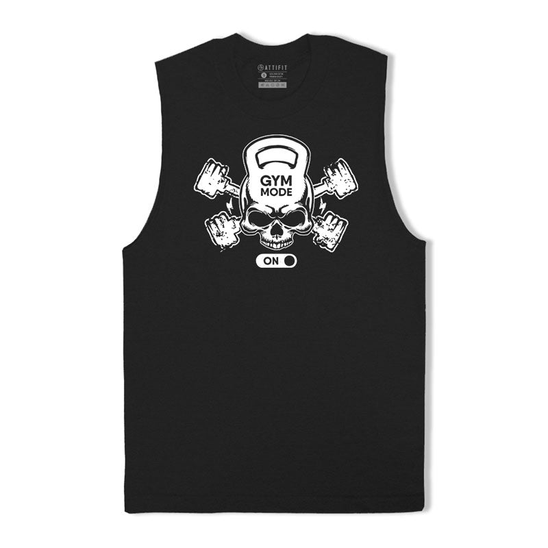 Barbell Skull Graphic Workout Tank Top