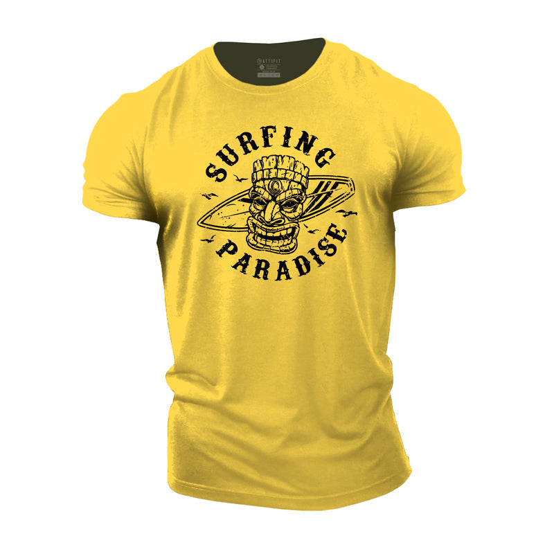Cotton Surfing Paradise Graphic Gym T-shirts