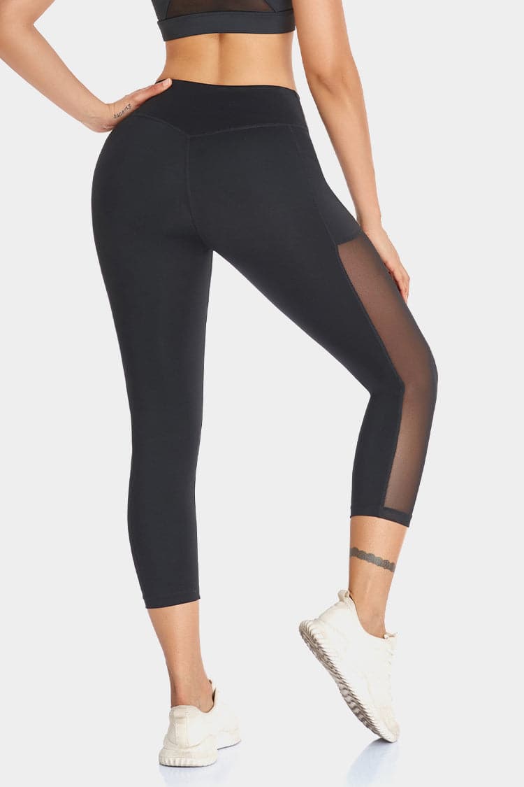 Vutru High-Waist Mesh Panelled Capri Leggings
