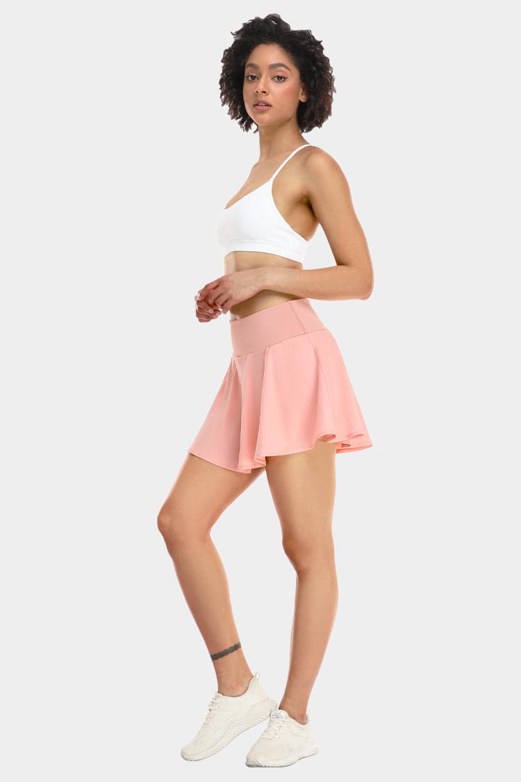 Vutru High-Waist Solid Color Tennis Skort