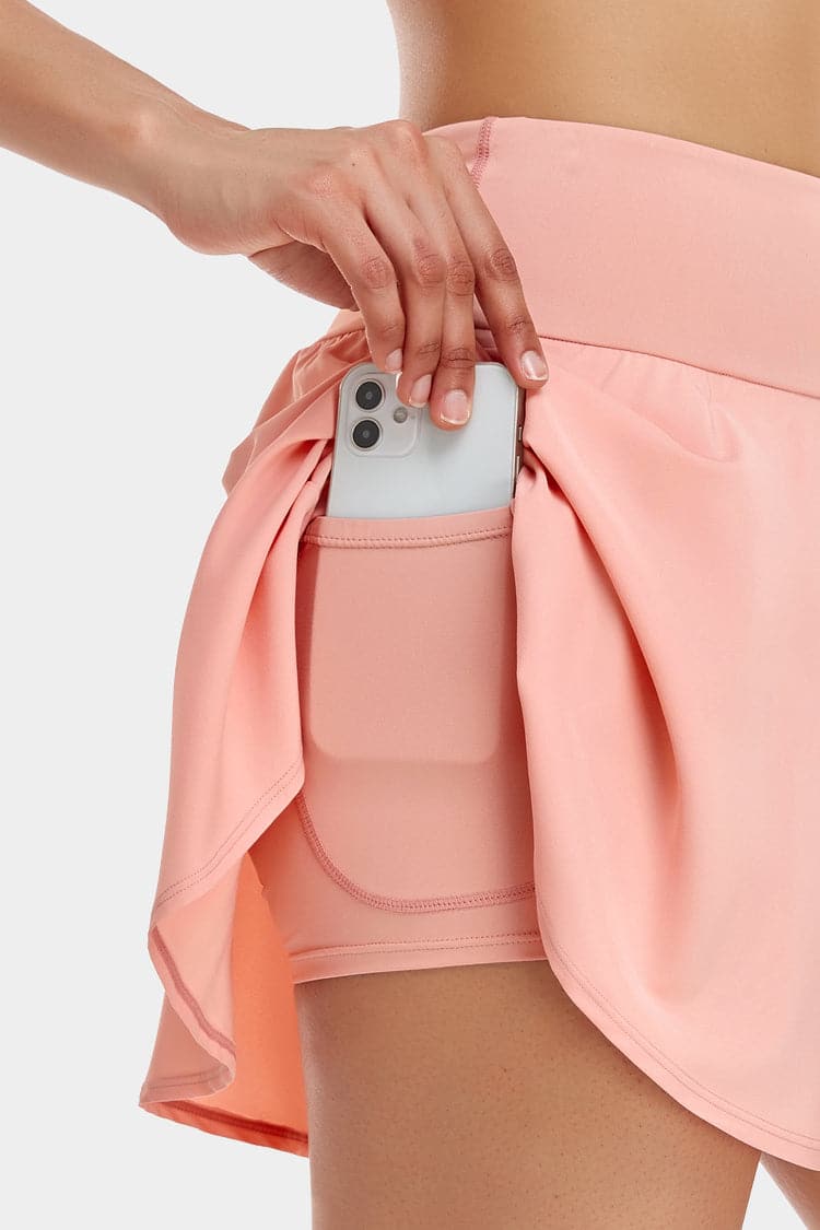Vutru High-Waist Solid Color Tennis Skort