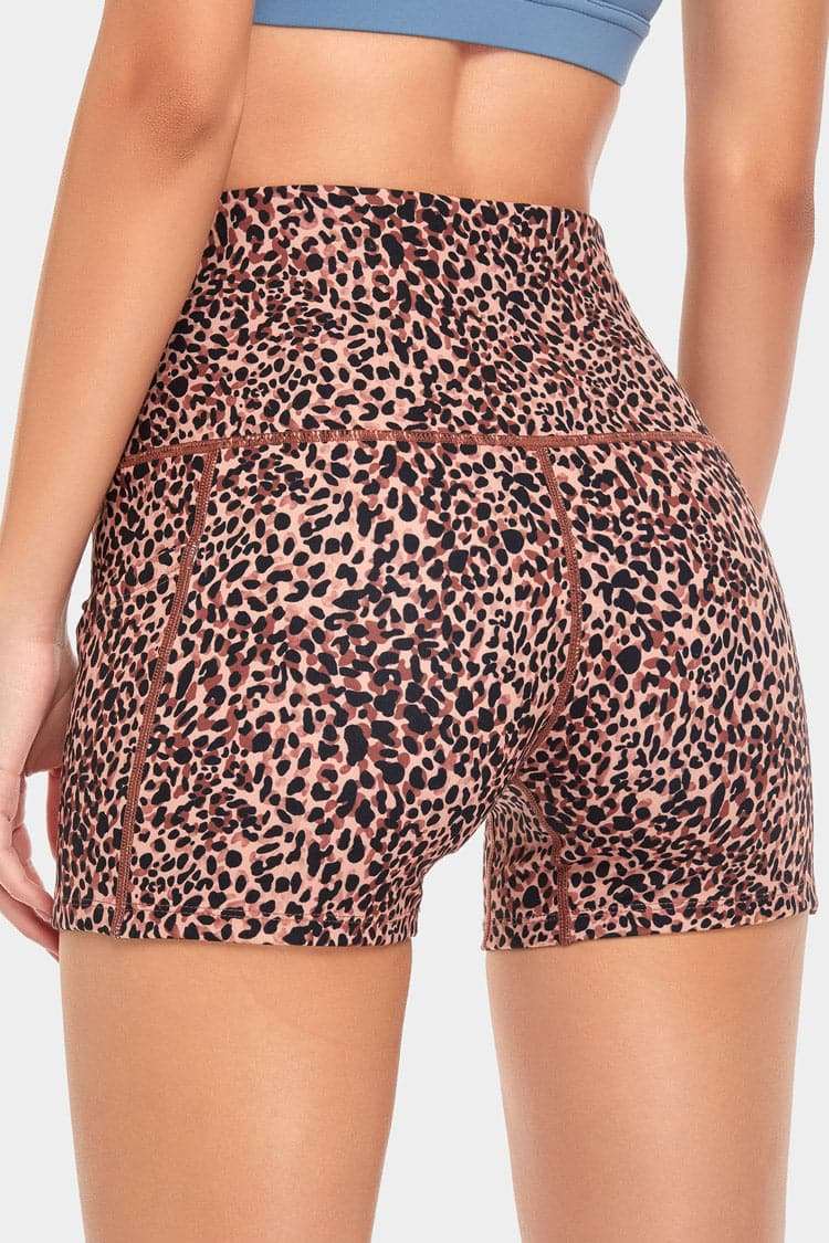 Vutru High-Waist Brown Leopard Yoga Shorts