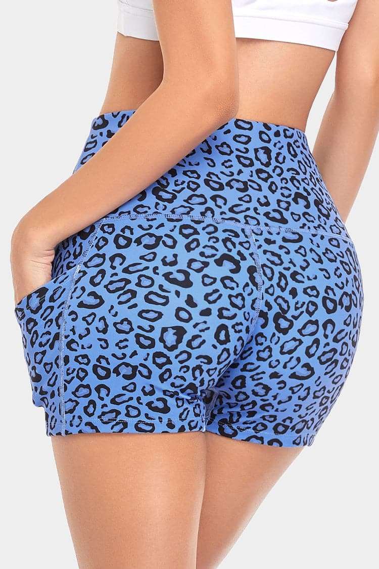 Vutru High-Waist Blue Leopard Yoga Shorts