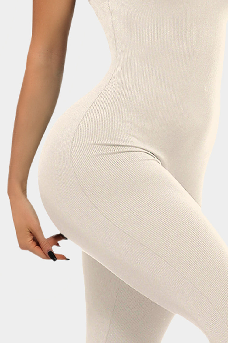 Vutru White Ribbed Sports Romper