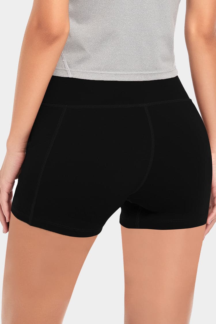 Vutru High-Waist Solid Black Workout Shorts