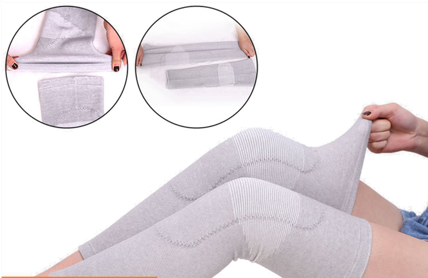 Aofit Extra Long Fleeced Knee and Leg Compression Sleeves, Cotton Spandex Warming Leg Sleeves for Adults, 1 Pair