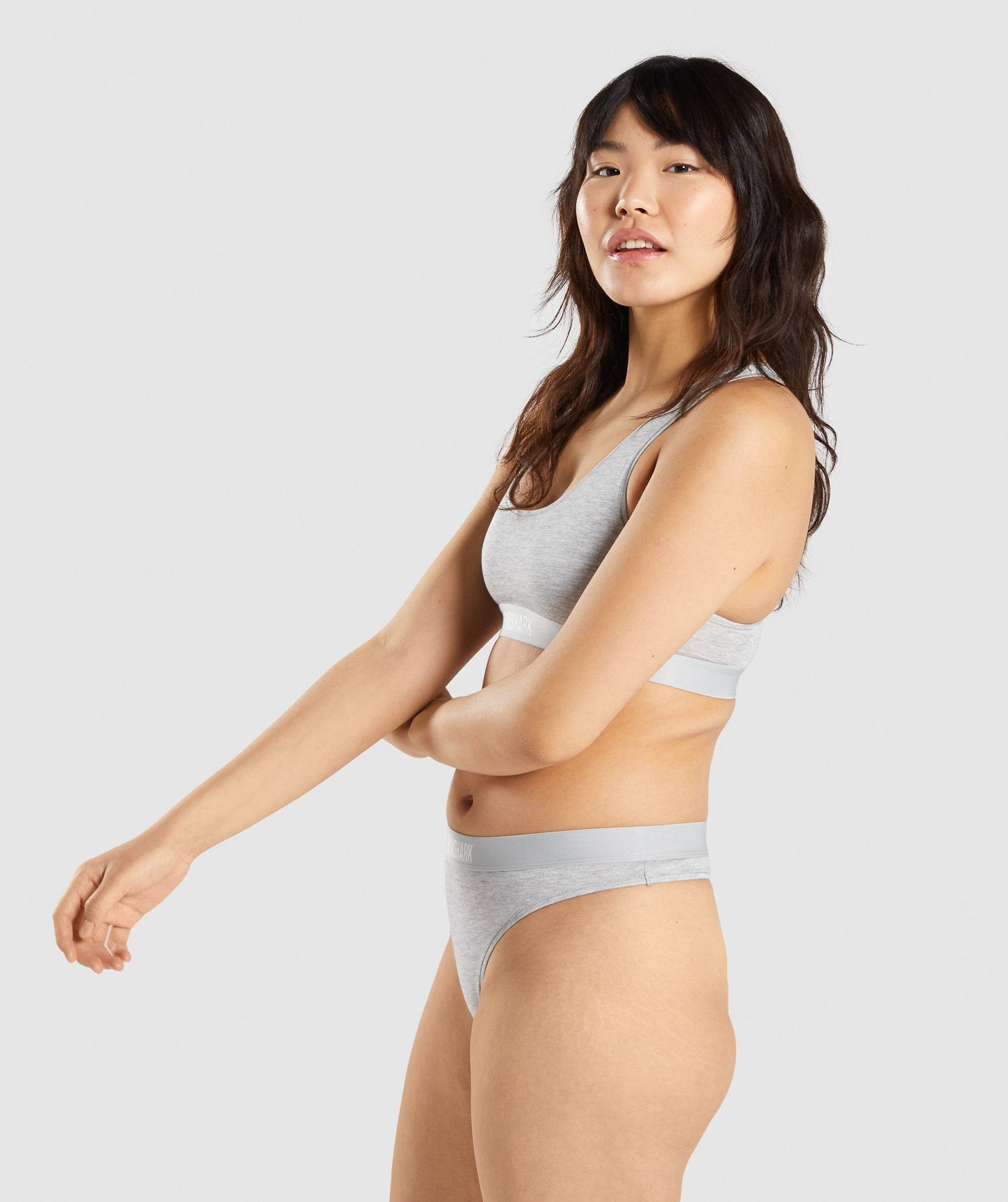 Gymshark Cotton Bralette - Light Grey Marl