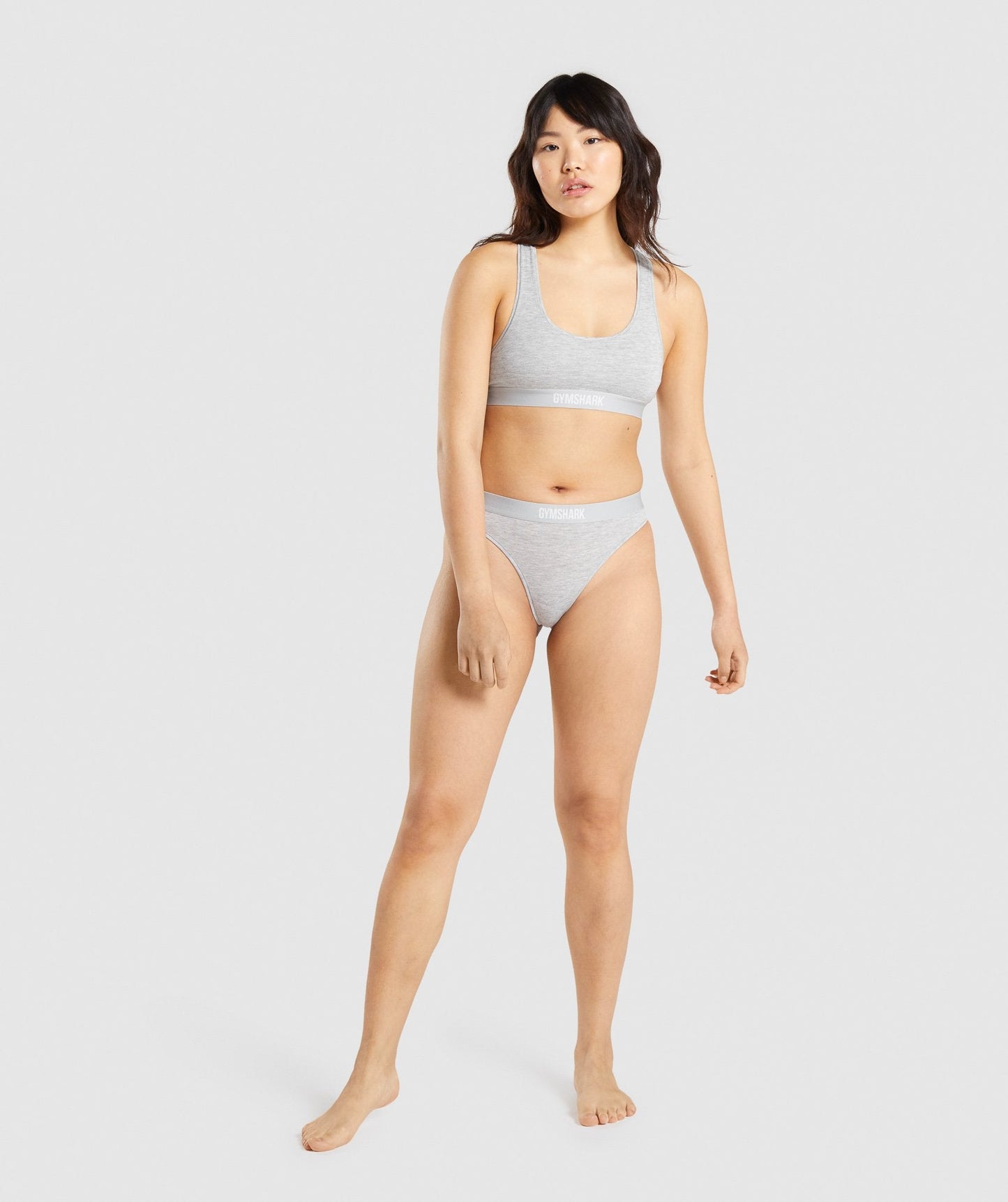 Gymshark Cotton Bralette - Light Grey Marl