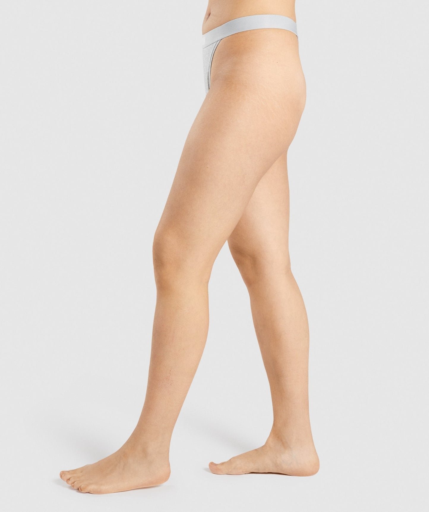 Gymshark Cotton High Rise Thong - Light Grey Marl