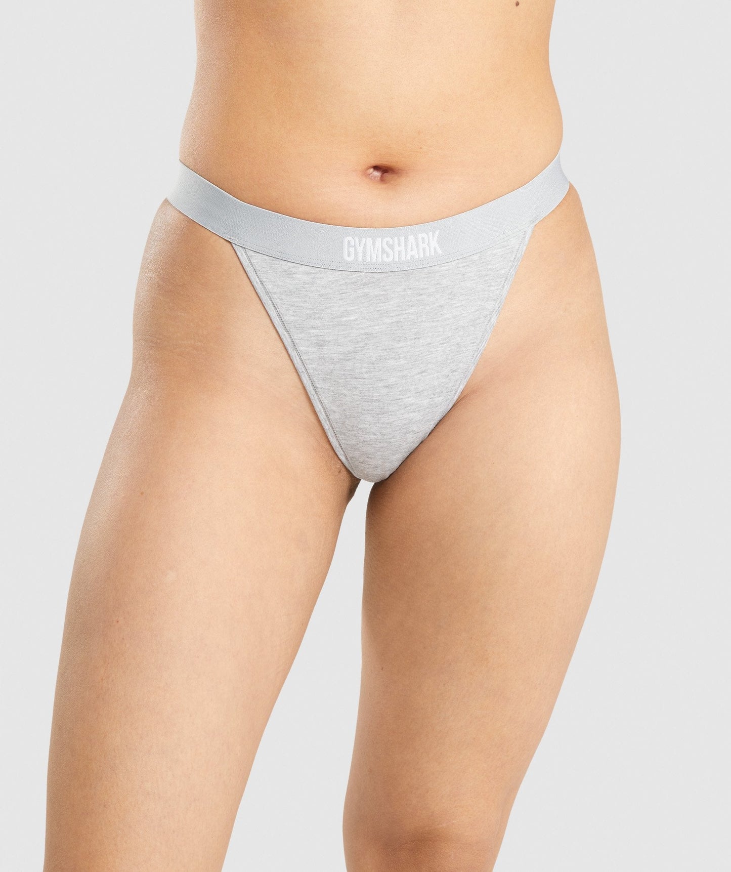 Gymshark Cotton High Rise Thong - Light Grey Marl