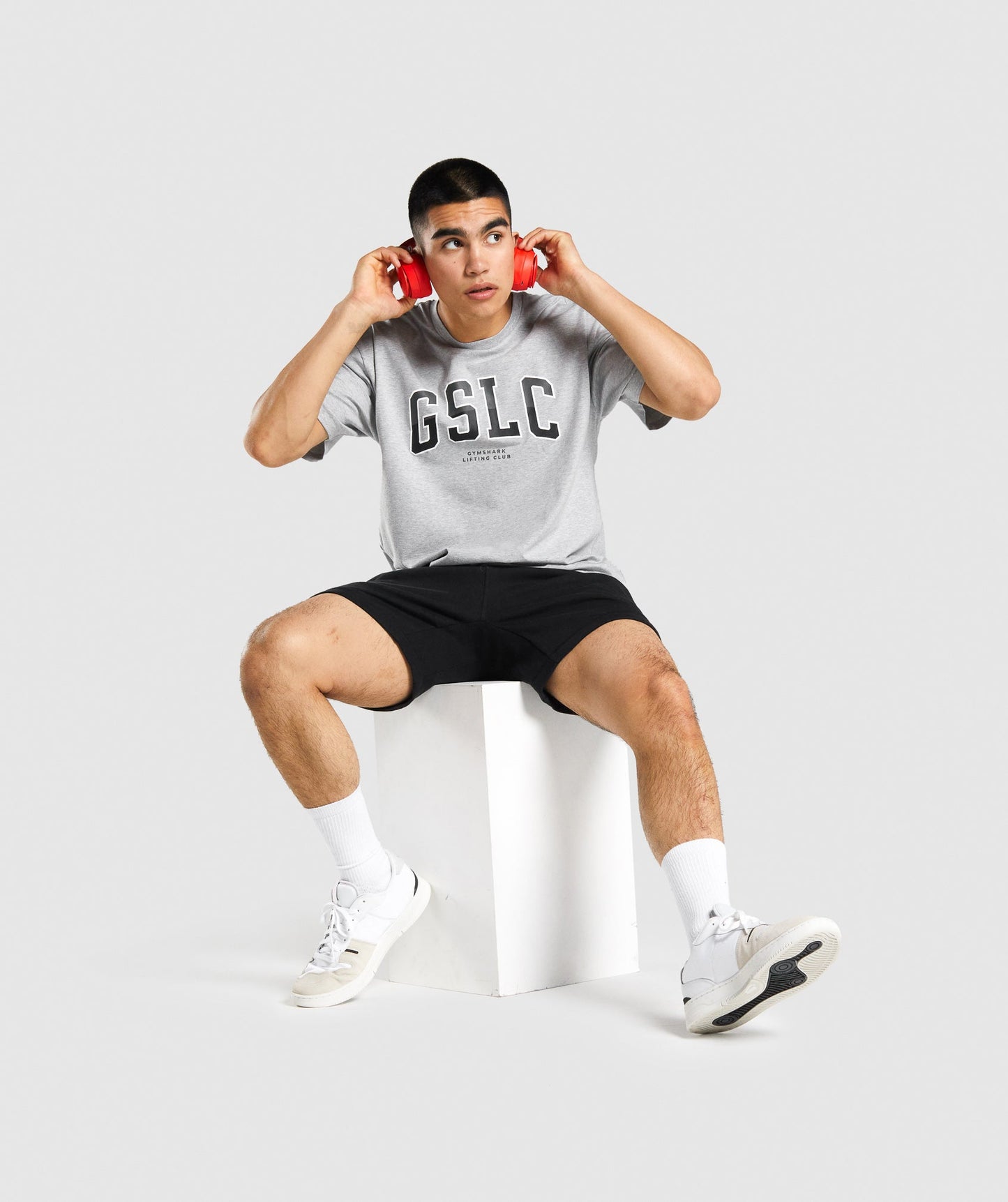Gymshark GSLC Collegiate Oversized T-Shirt - Light Grey Marl