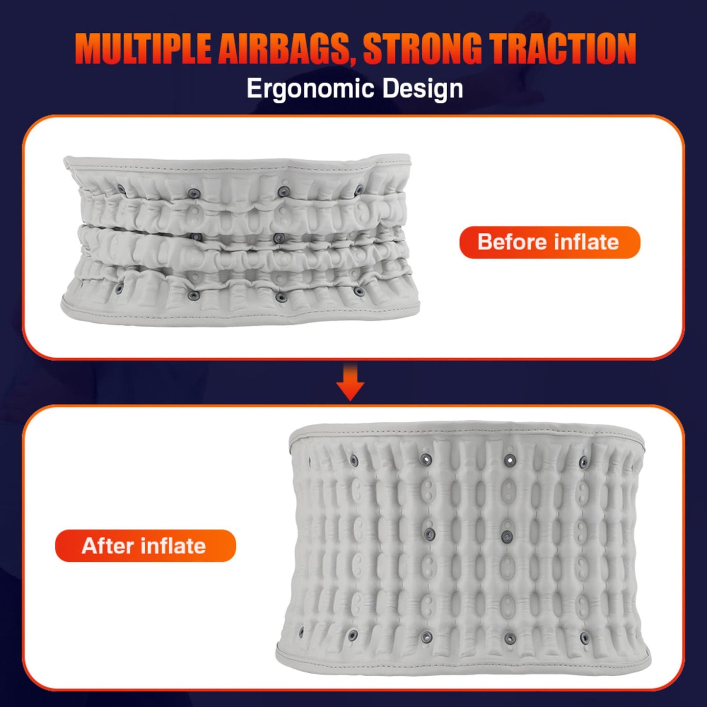 Inflatable Back Support Belt with Heating, Vibration Massage for Back Pain Relief