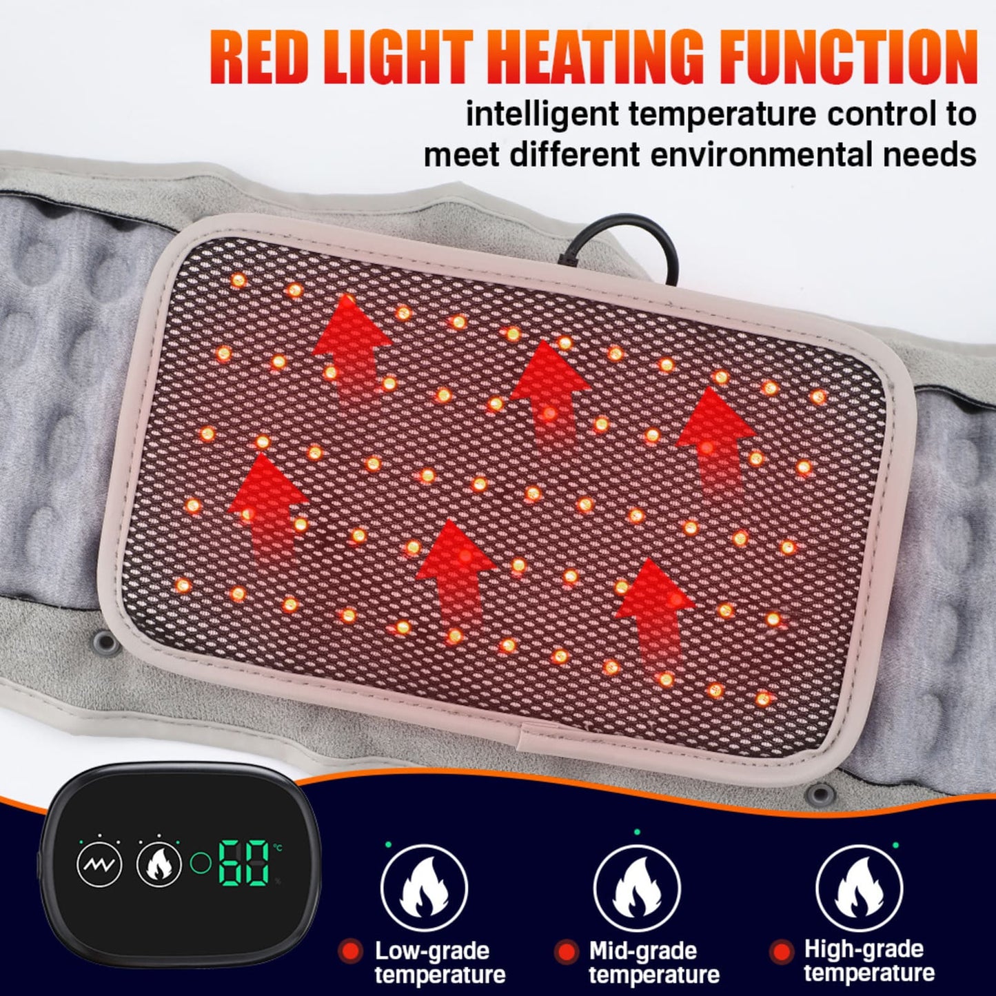 Inflatable Back Support Belt with Heating, Vibration Massage for Back Pain Relief