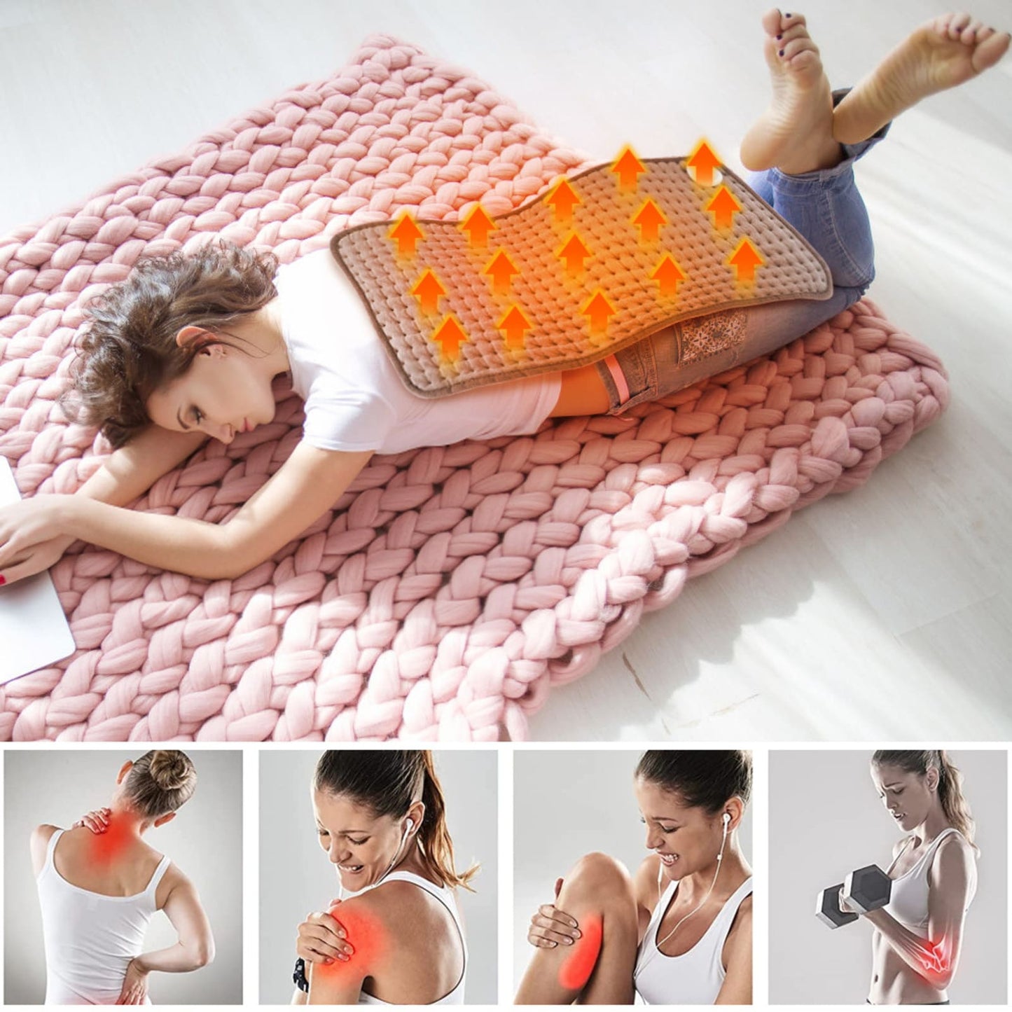 Electric Heating Pad for Back Pain Muscle Pain Relief, 12”x24”