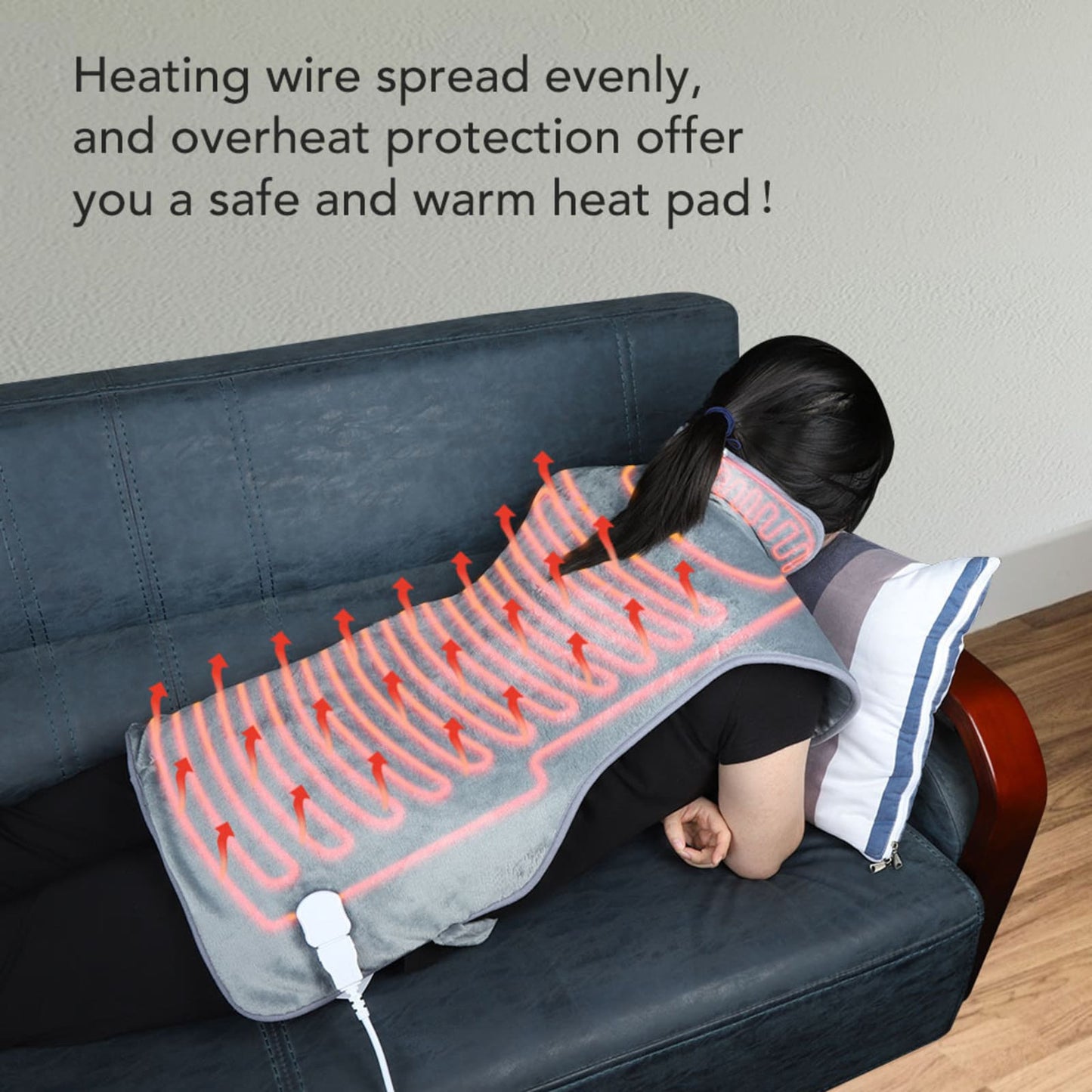 Electric Heated Pad for Neck and Shoulder, Back Pain, 37x22”