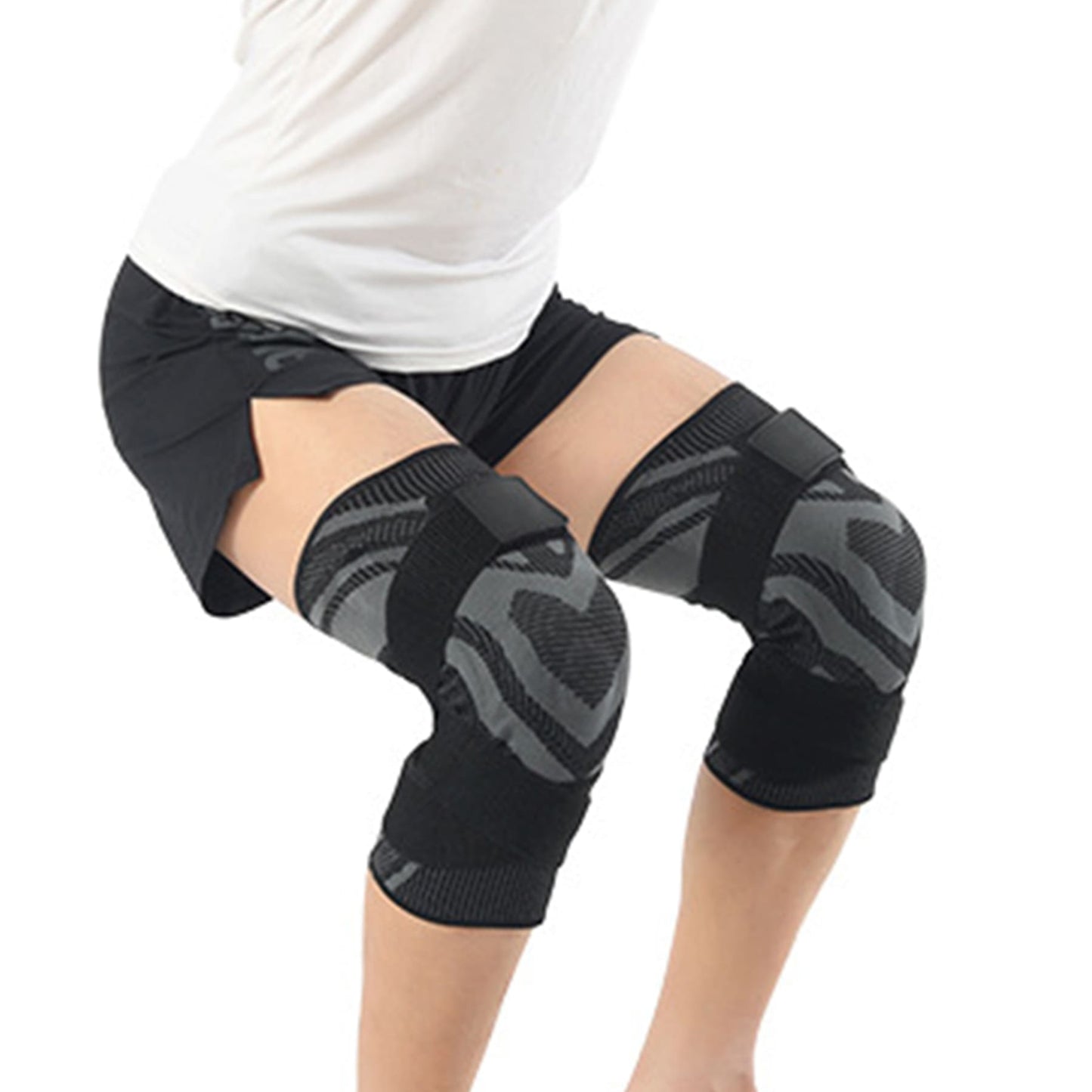 Aofit Knee Support Sleeve with Protective Gel Pad and Spring Stabilizers, Adjustable Removable Compression Straps, 1 Pair