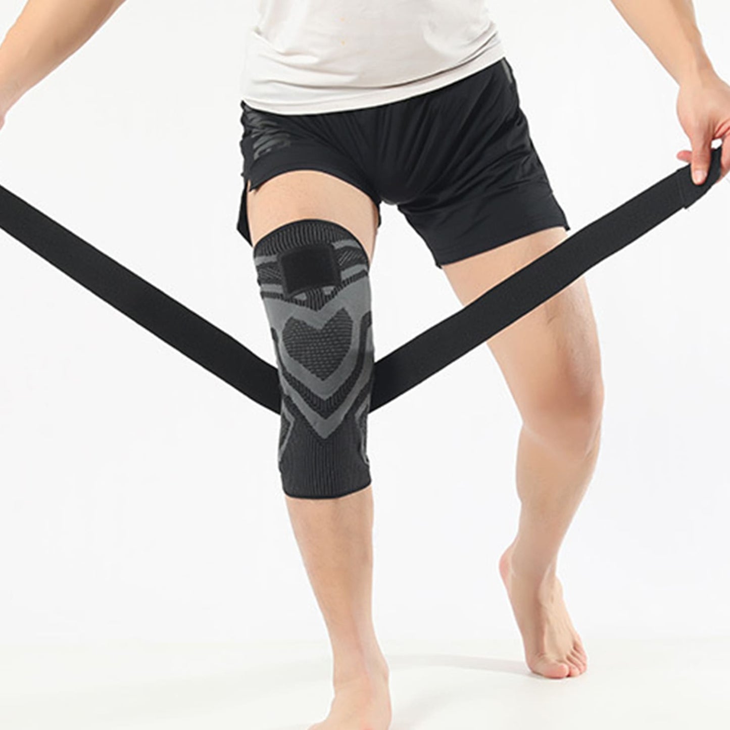 Aofit Knee Support Sleeve with Protective Gel Pad and Spring Stabilizers, Adjustable Removable Compression Straps, 1 Pair