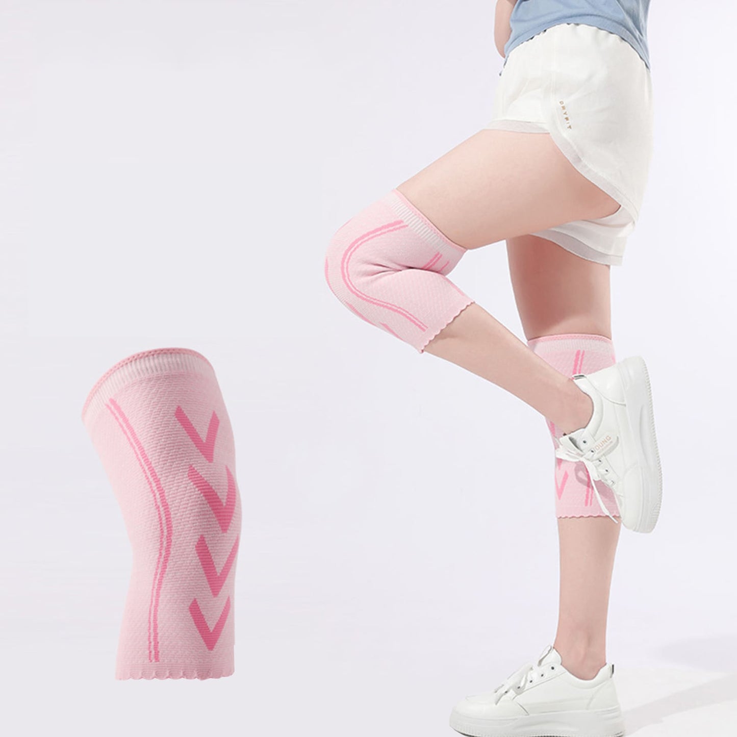 Aofit Pink Support Knee Sleeve with Firm Compression, Women’s Athletic Scalloped Hem Knee Support Brace, 1 Pair