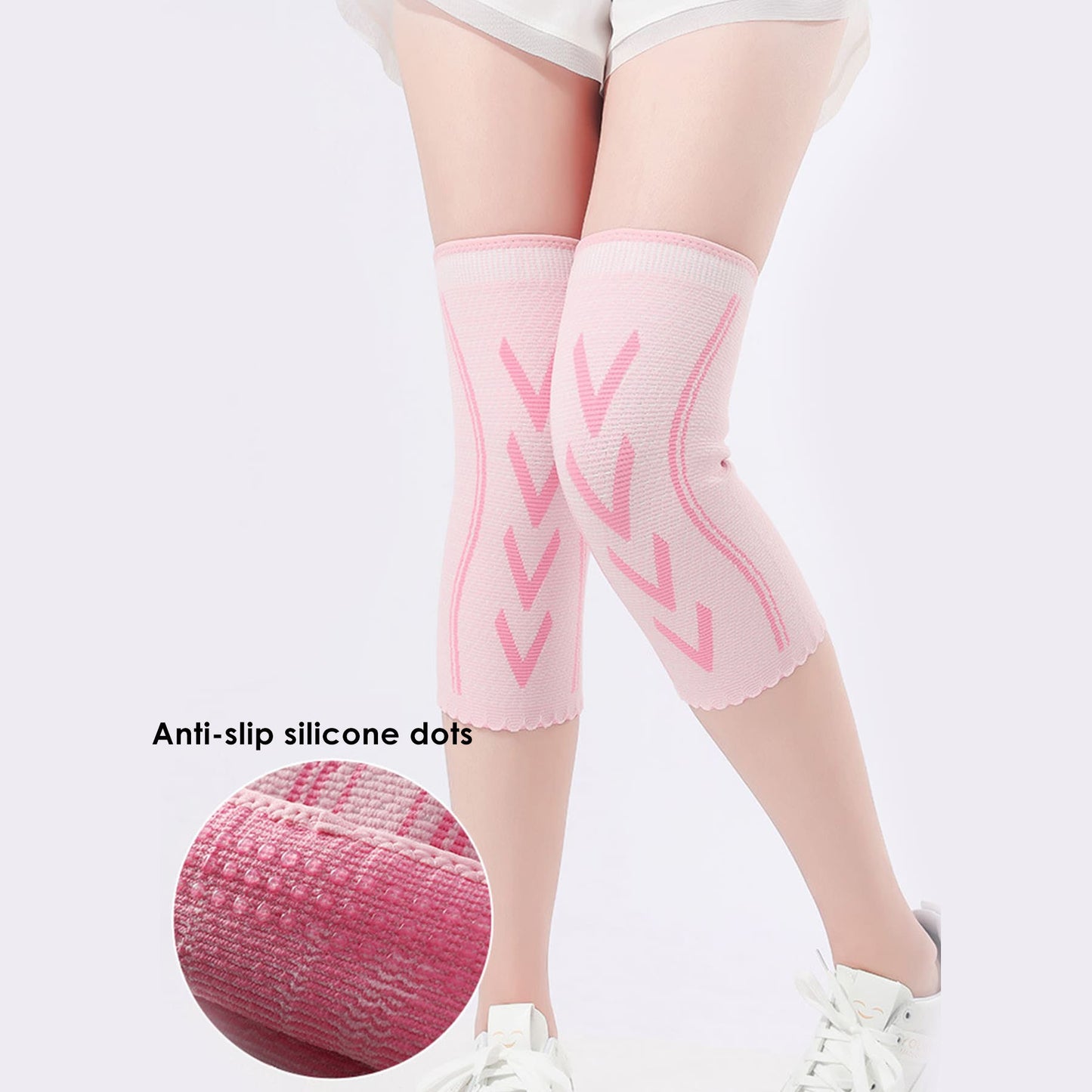 Aofit Pink Support Knee Sleeve with Firm Compression, Women’s Athletic Scalloped Hem Knee Support Brace, 1 Pair
