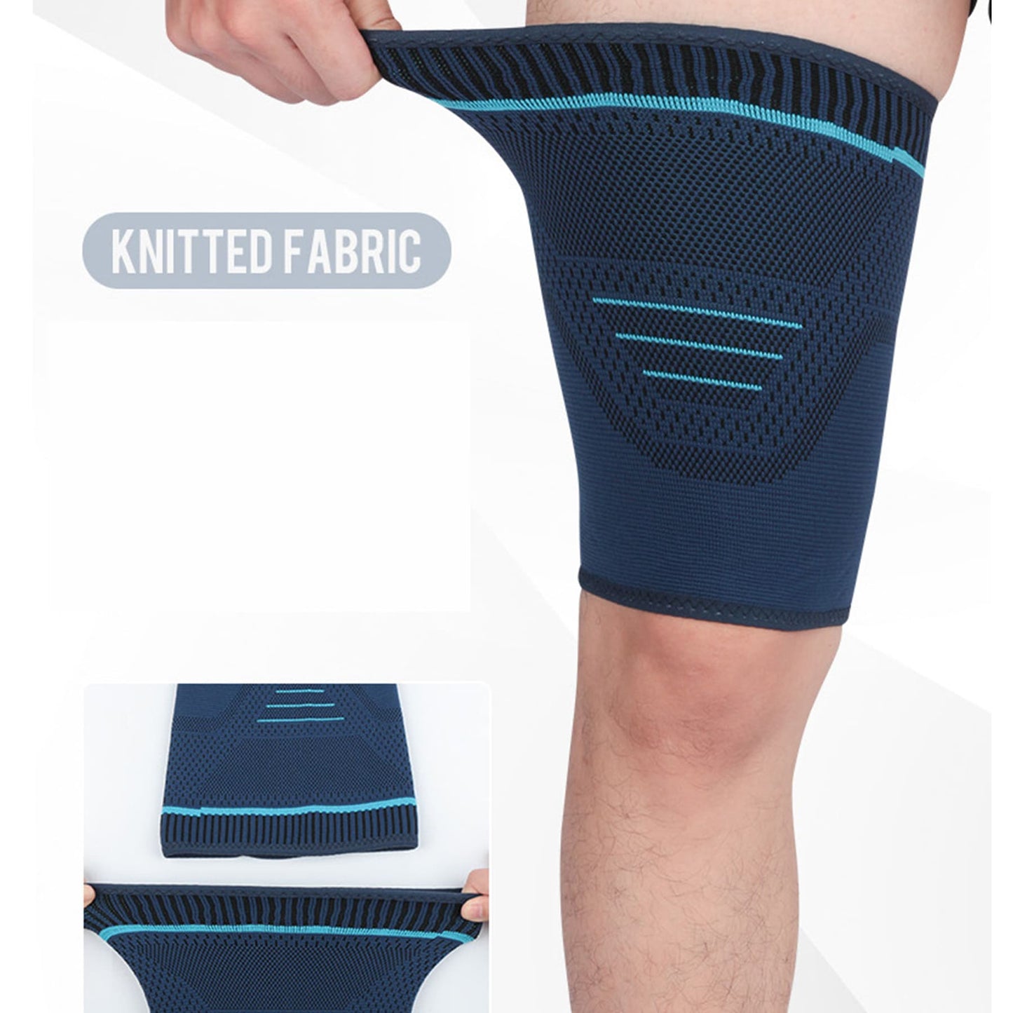 Aofit Elasticated Thigh Support Compression Sleeves, Pressurized Protective Sports Brace with Anti-Slip Strips, 1 Pair