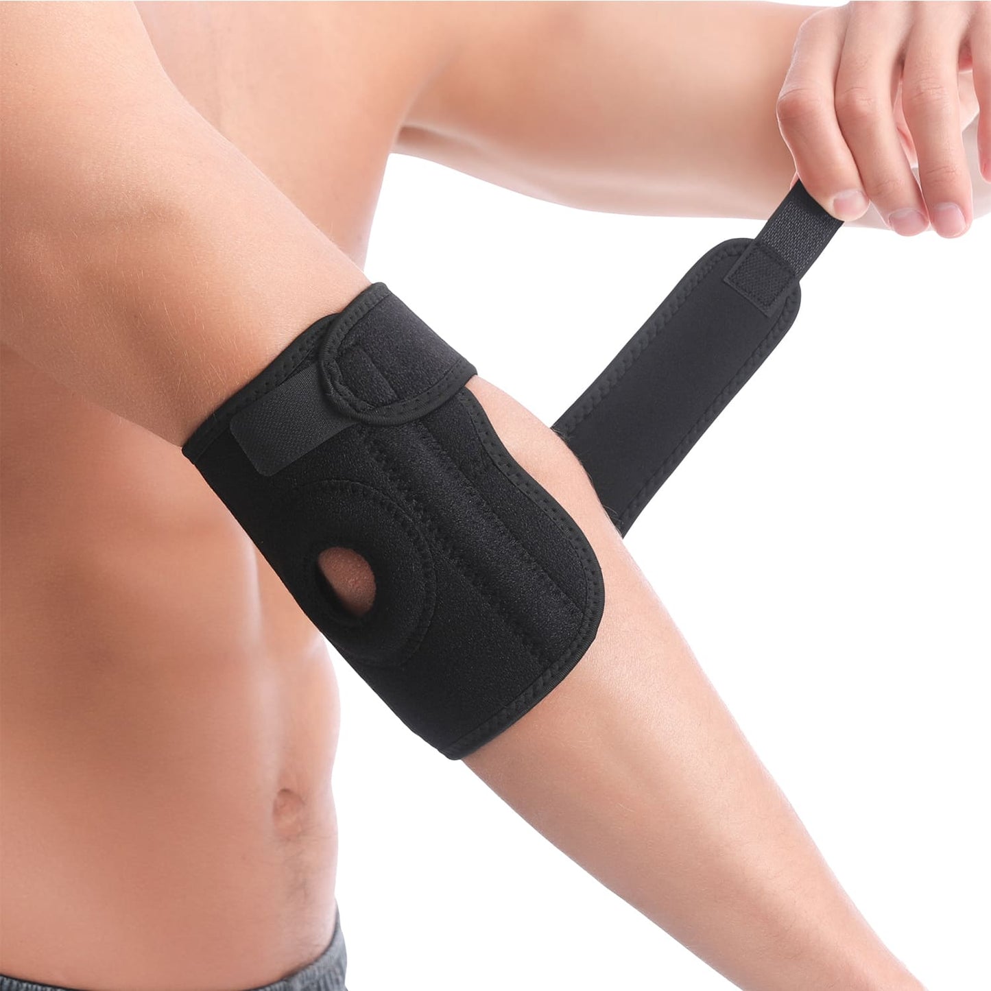 Aofit Compression Cushion Elbow Support Guard, Double Spring Stabilizing Strips for Maximum Support, 1 Black Unisex Elbow Brace