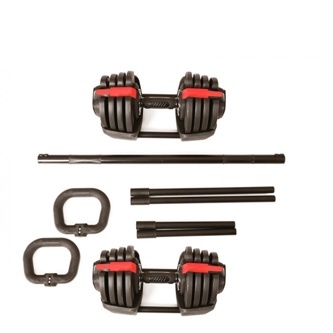 TOORX 4-in-1 Adjustable Dumbbell, Kettlebell & Barbell Set