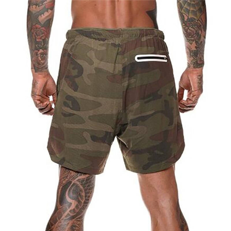 2 in 1 Camouflage Fitness And Gym Shorts