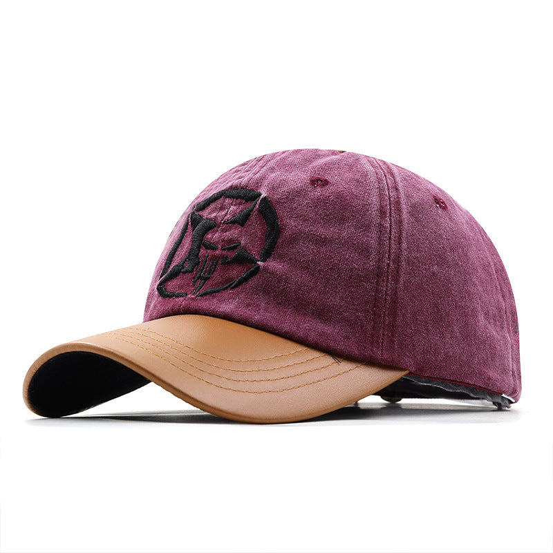 Washed Distressed Five Star Embroidered Baseball Cap