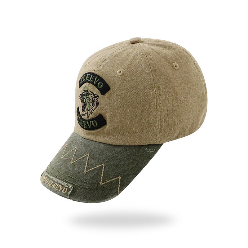 Washed Contrast Embroidered Baseball Cap