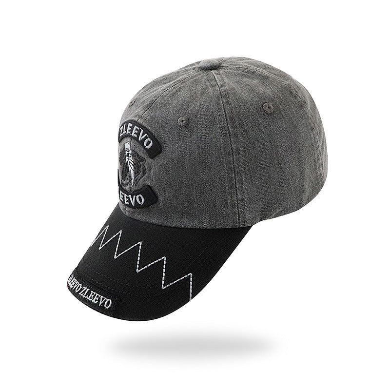 Washed Contrast Embroidered Baseball Cap