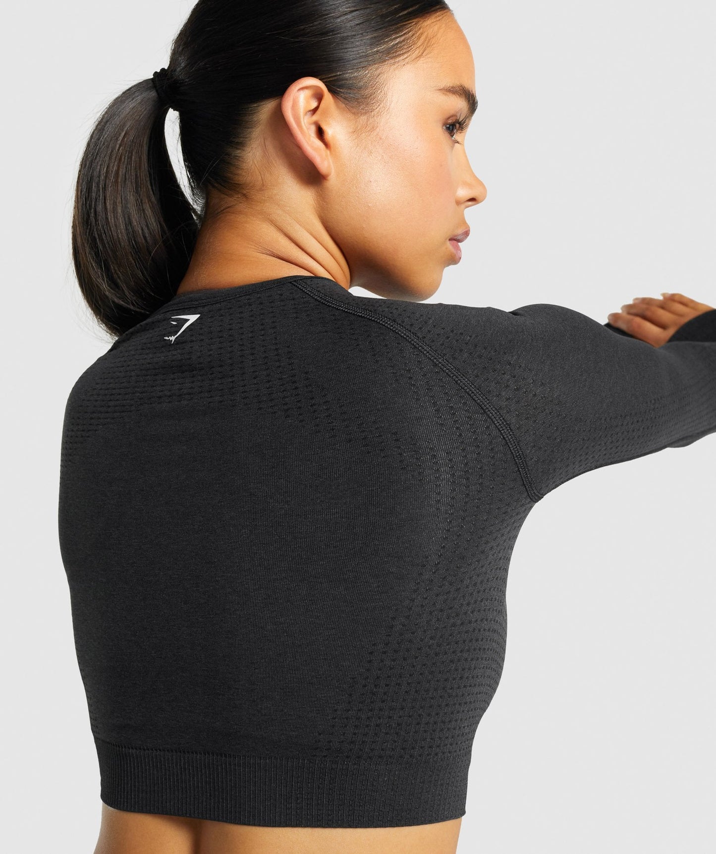 Gymshark Vital Seamless 2.0 Long Sleeve Crop Top - Black Marl