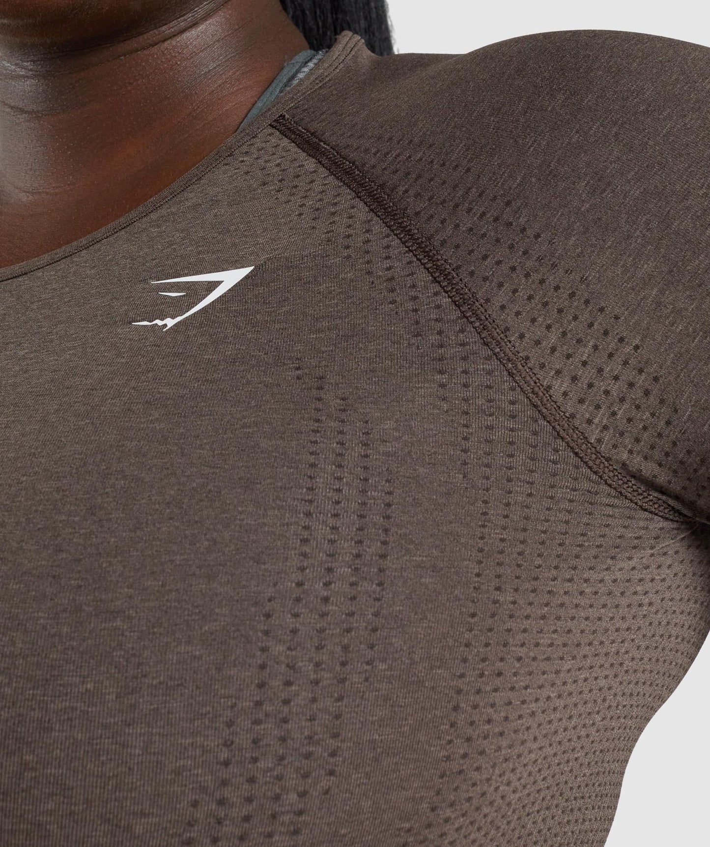 Gymshark Vital Seamless 2.0 Long Sleeve Crop Top - Brown Marl