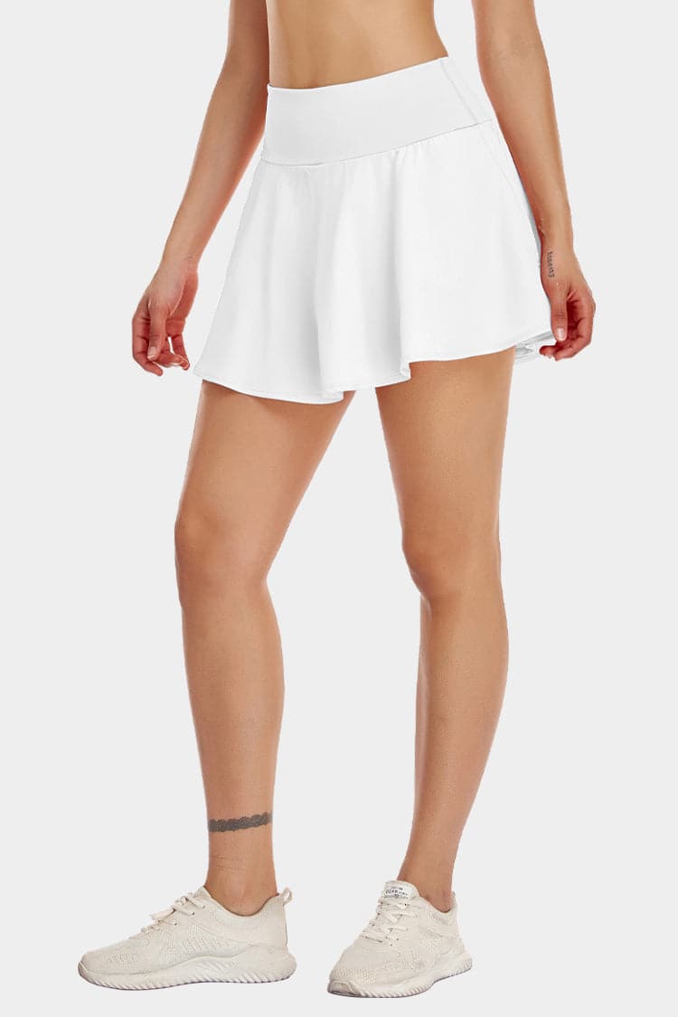 Vutru High-Waist Solid Color Tennis Skort