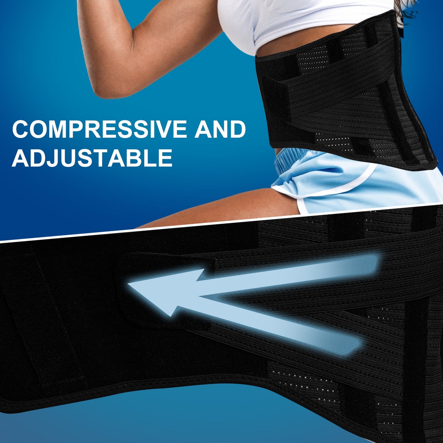 Aofit Back Brace with 6 Lumbar Support Stays, Removable Support Pad and Heating Pad