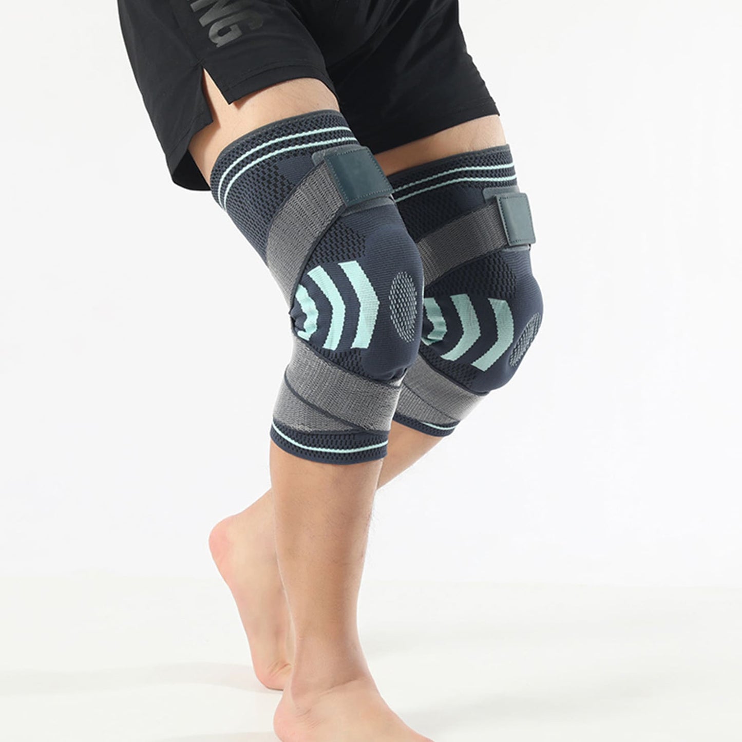 Aofit Knee Support Sleeves with Side Stabilizers, Protective Gel Pad, Adjustable Straps, 1 Pair
