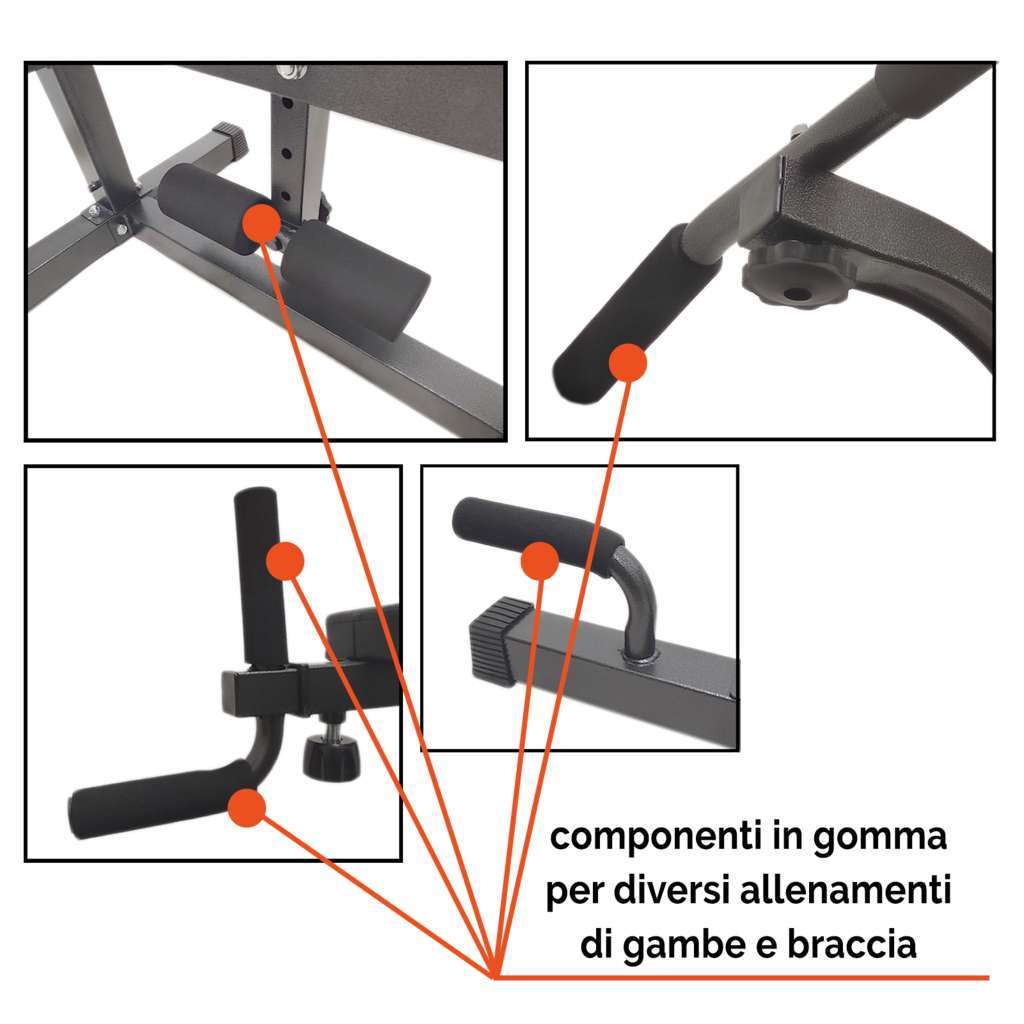 Power Tower with Chin Up, Dip Station & Foldable Bench - GYMMI