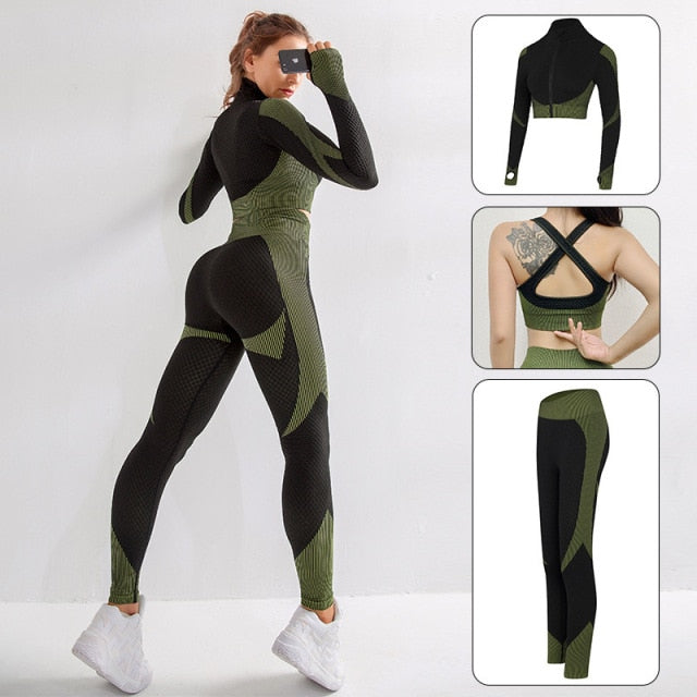 Women Seamless Yoga, Gym 3pc Sets