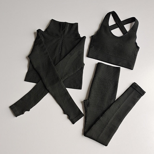 Women Seamless Yoga, Gym 3pc Sets