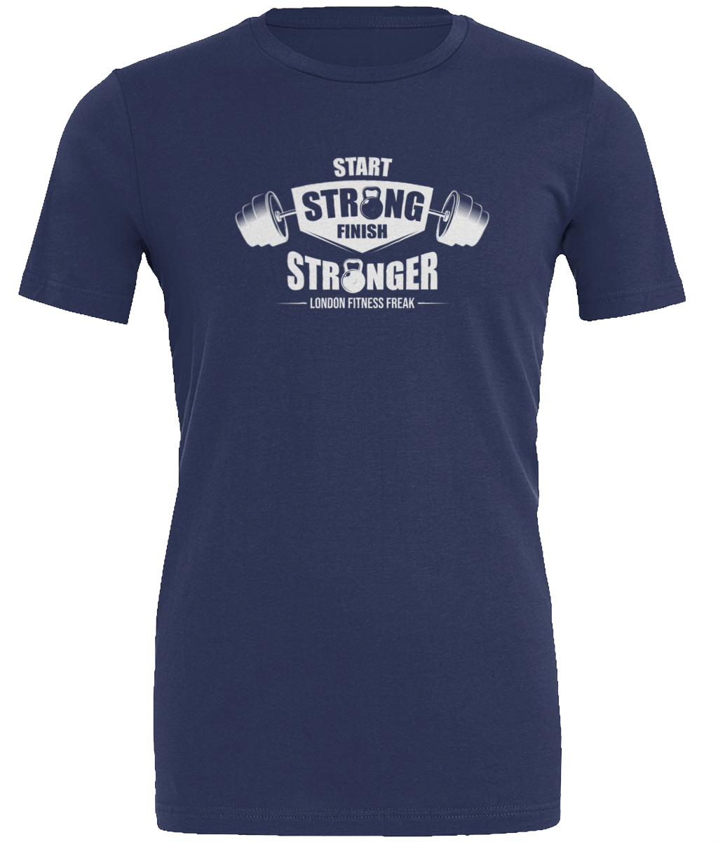 Slogan Start Strong T Shirt - White