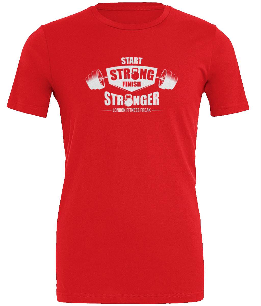 Slogan Start Strong T Shirt - White