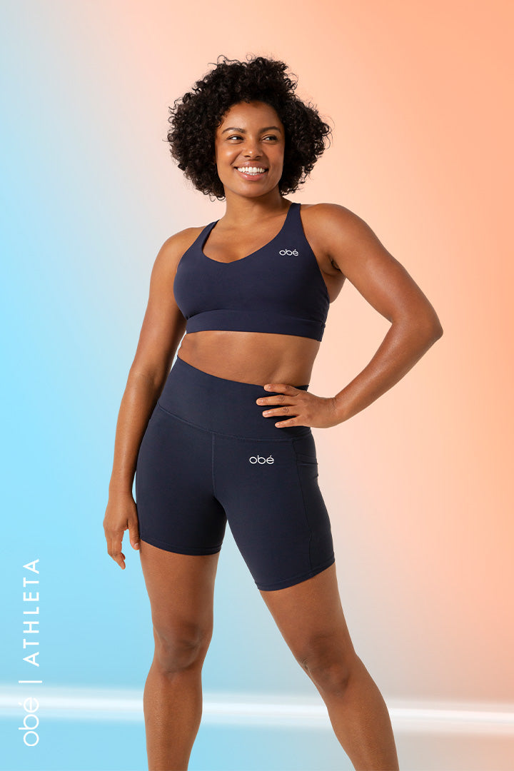 obé x Athleta Salutation Stash 7" Short, Navy