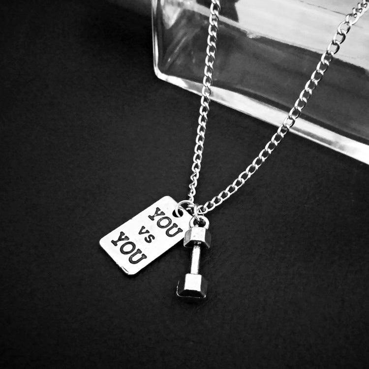 Alphabet Dumbbell Stainless Steel Fitness Jewelry