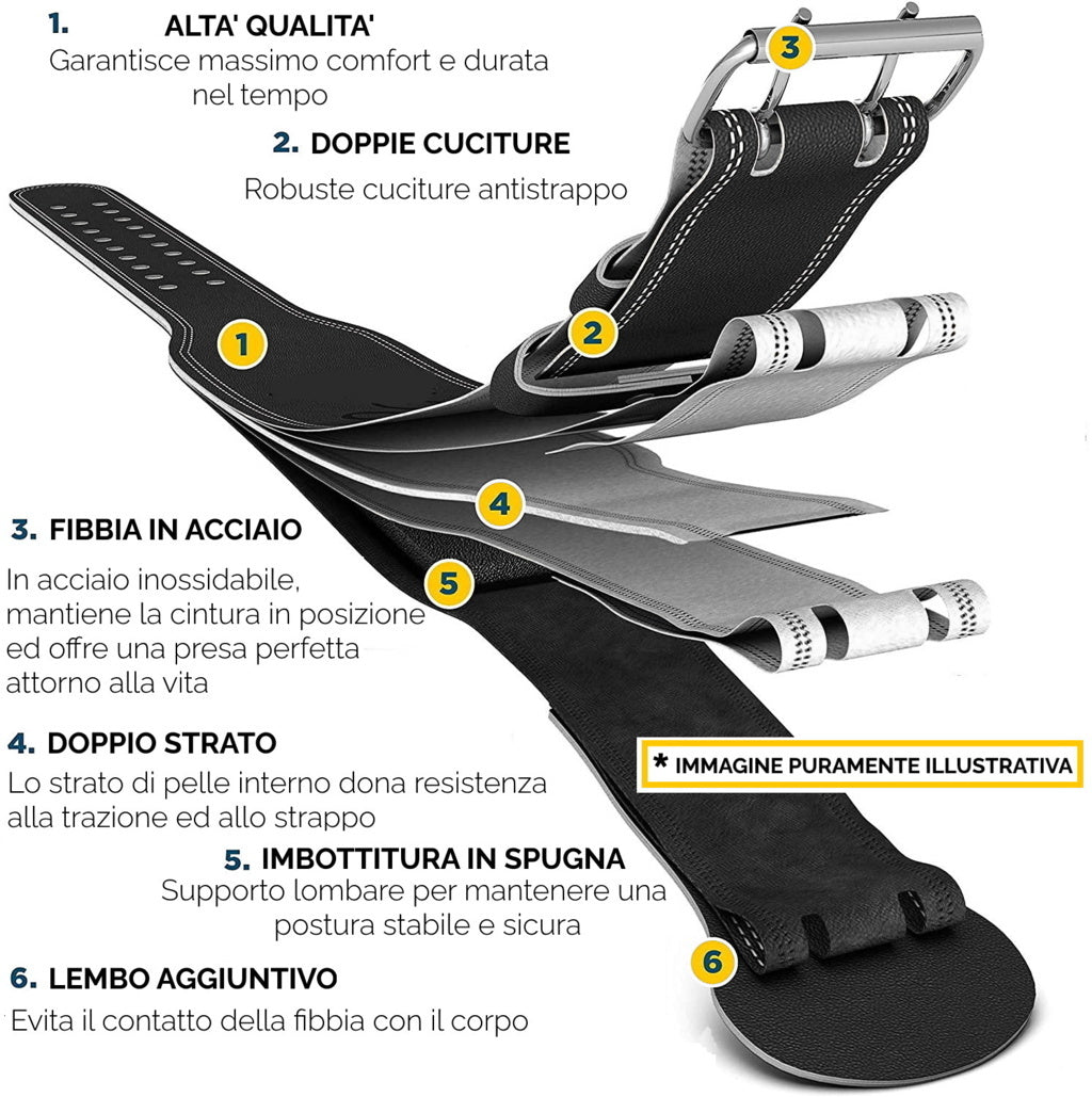 Cintura Sollevamento Pesi in Cuoio Allenamento Bodybuilding Gym Fascia Lombare