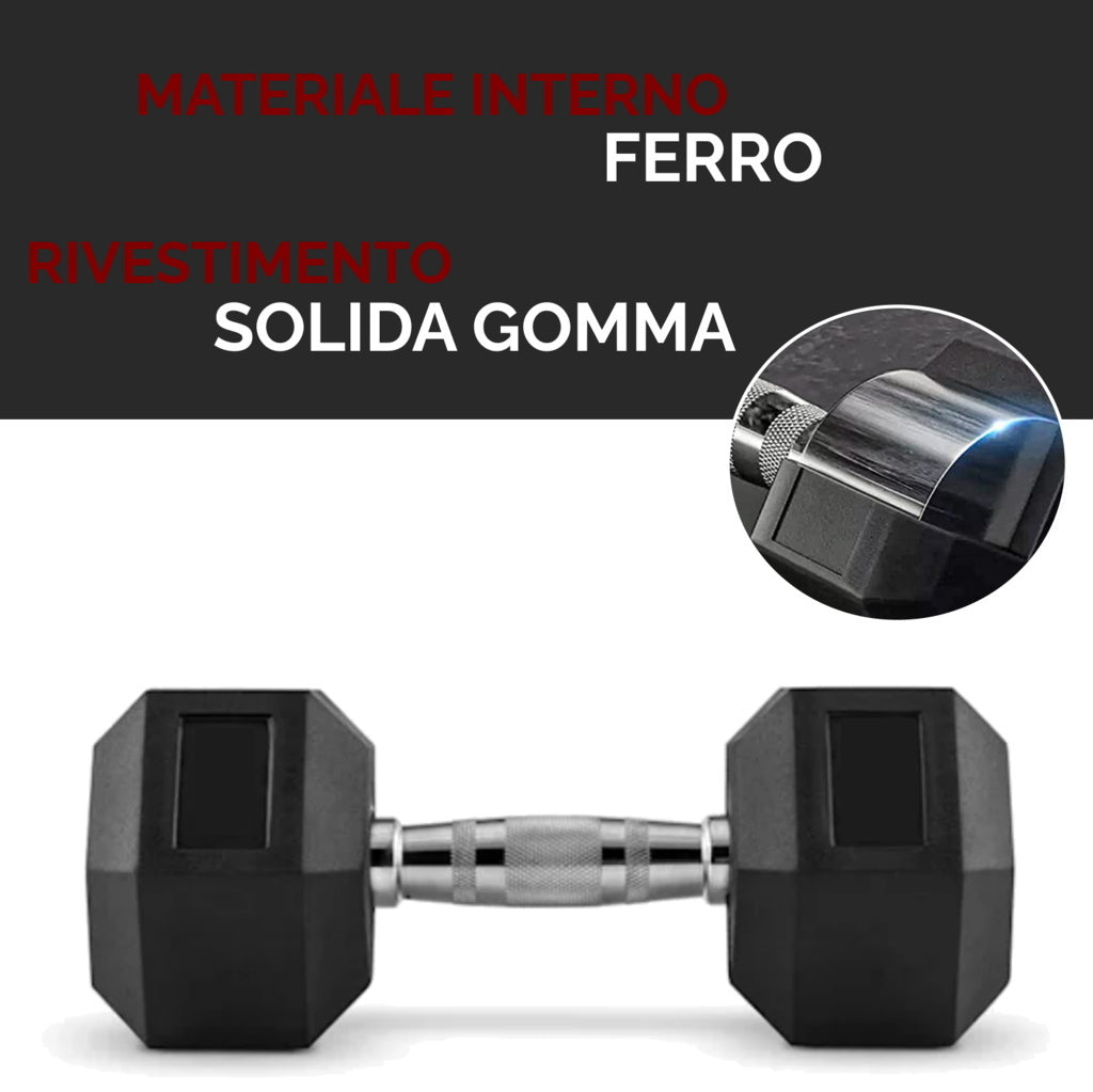 Manubri Palestra Esagonali Professionali da 5, 10, 15 Kg