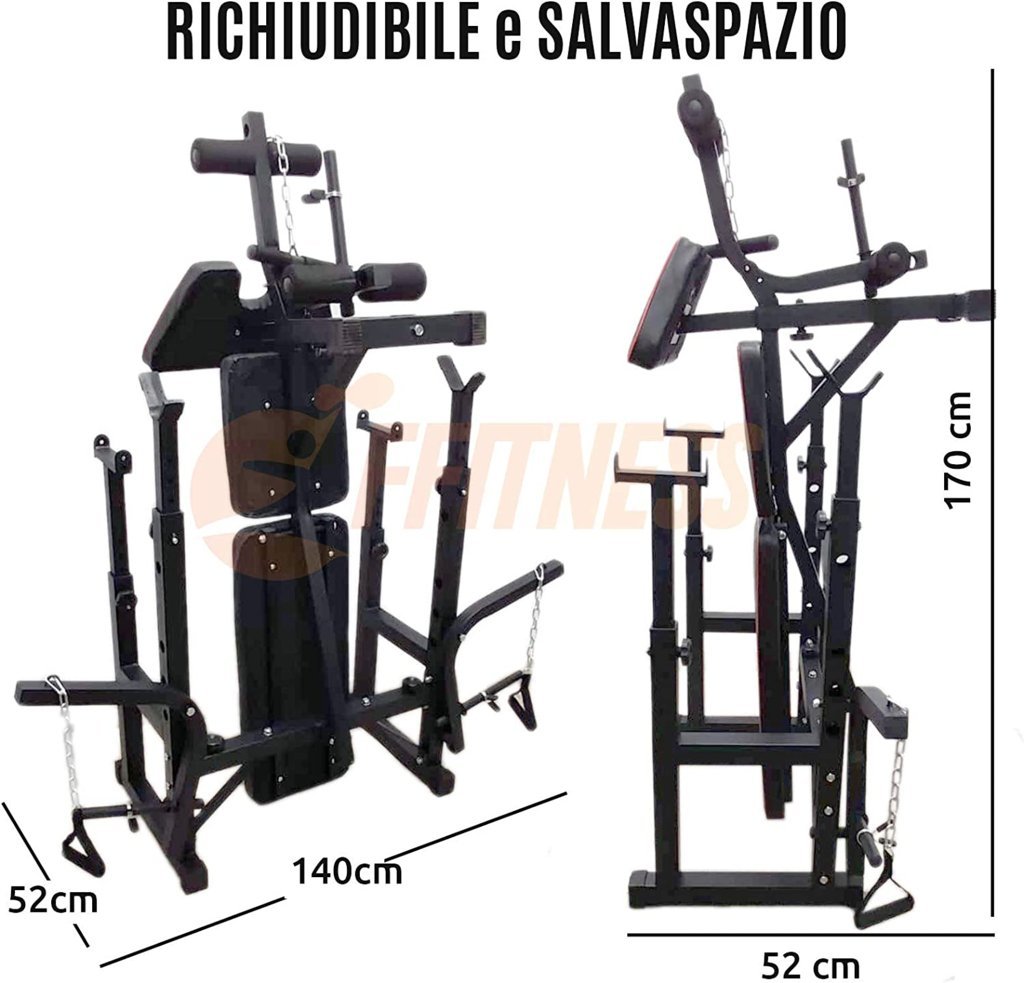 Multi-Function Squat Rack Bench with 180cm Barbell