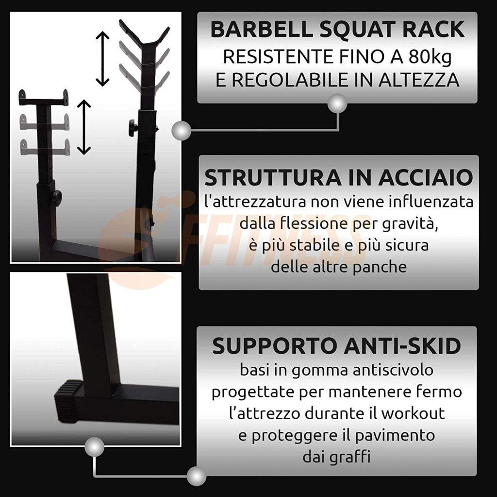 Multi-Function Squat Rack Bench with 180cm Barbell